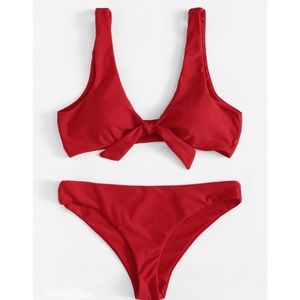 Knot front bikini set